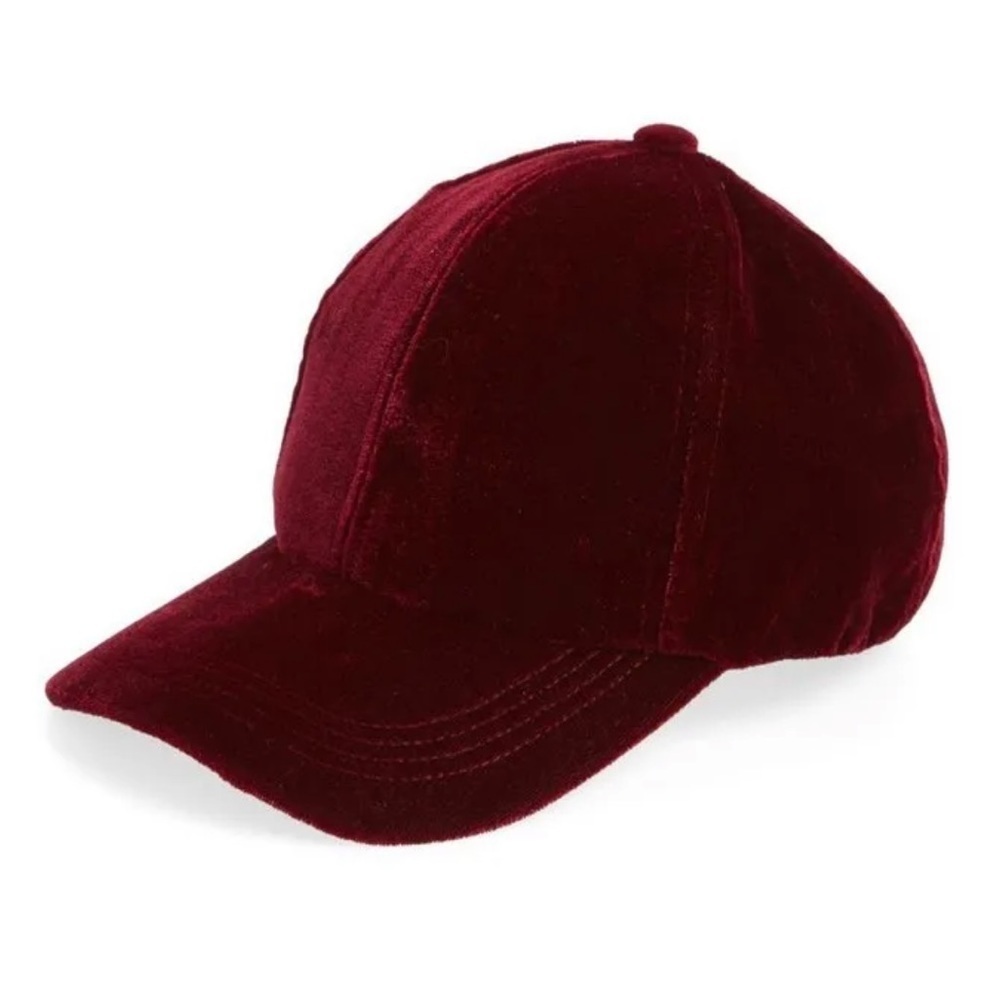 Velvet Baseball Cap - Wine Red